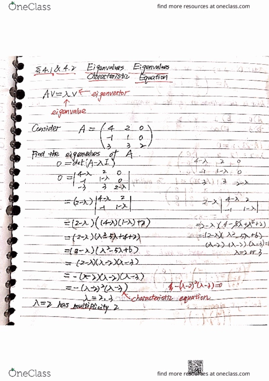 MATH 221 Lecture 21: MATH221 – Lecture 21 – characteristic equation cover image