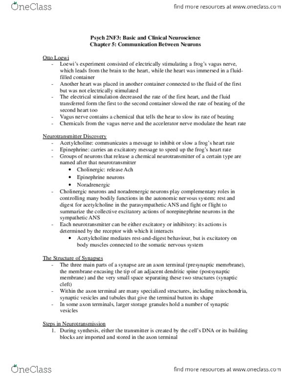 PSYCH 2NF3 Chapter Notes - Chapter 5: Cholinergic, Acetylcholine thumbnail