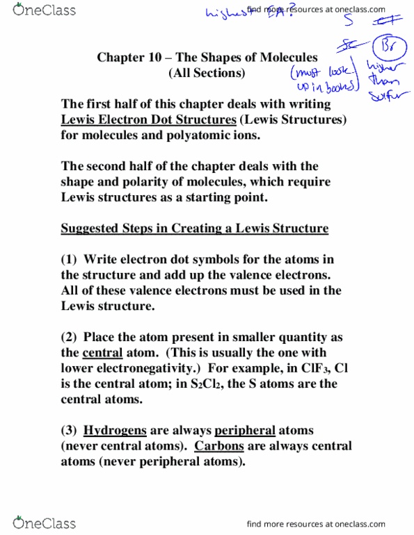 CHEM 1035 Chapter Notes -Octet Rule, Lone Pair, Unpaired Electron thumbnail