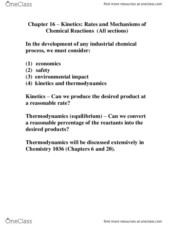 CHEM 1035 Chapter Notes -Exothermic Welding, Rate Equation, Arrhenius Equation thumbnail