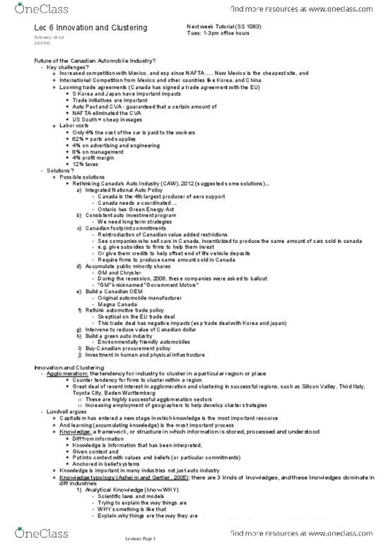 GGR221H1 Lecture Notes - Tacit Knowledge, Green Energy Act 2009, Murano Glass thumbnail