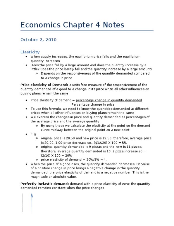 Economics 1021A/B Chapter Notes - Chapter 4: Negative Number, Demand Curve, Inferior Good thumbnail