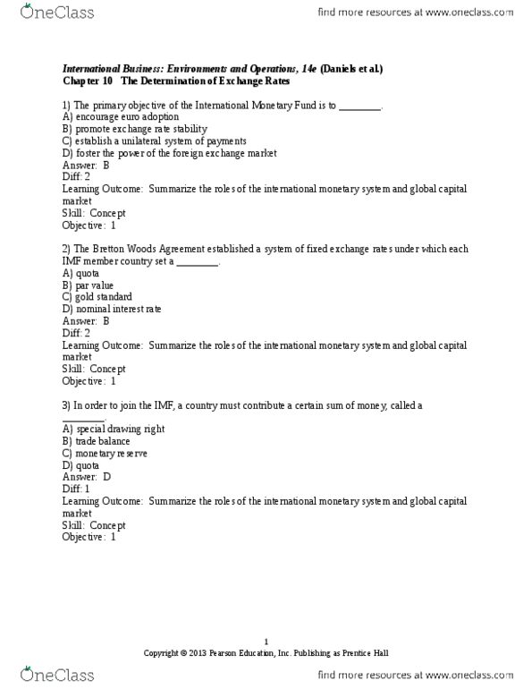 ADMS 3960 Chapter Notes - Chapter 10: Bretton Woods, New Hampshire, Foreign Exchange Market, Currency Union thumbnail