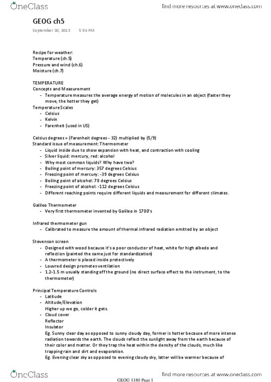 GEOG 1120 Lecture Notes - Melting Point, Galileo Thermometer, Heat Capacity thumbnail