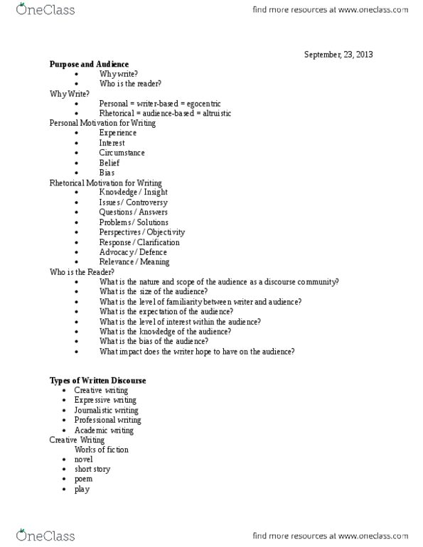 INI204Y1 Lecture Notes - Academic Writing, Common Rule, Critical Thinking thumbnail