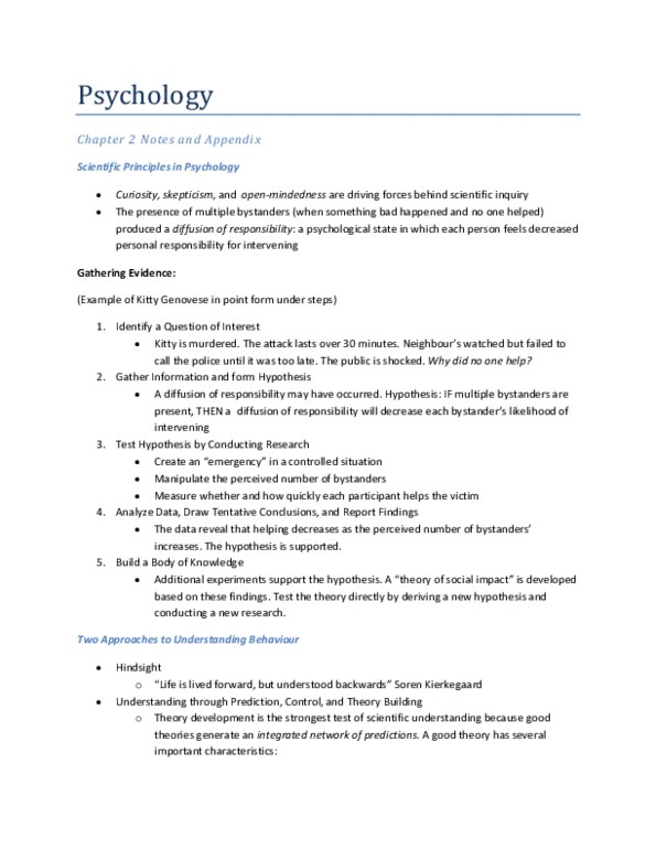 Psychology 1000 Chapter 2: Chapter 2 Textbook Notes and Appendix thumbnail