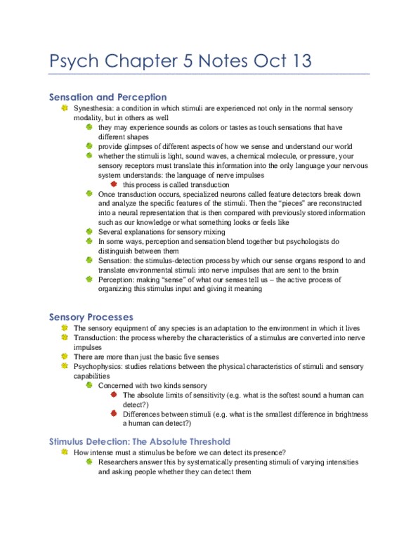 Psychology 1000 Chapter 5: Chapter 5 Textbook Notes thumbnail
