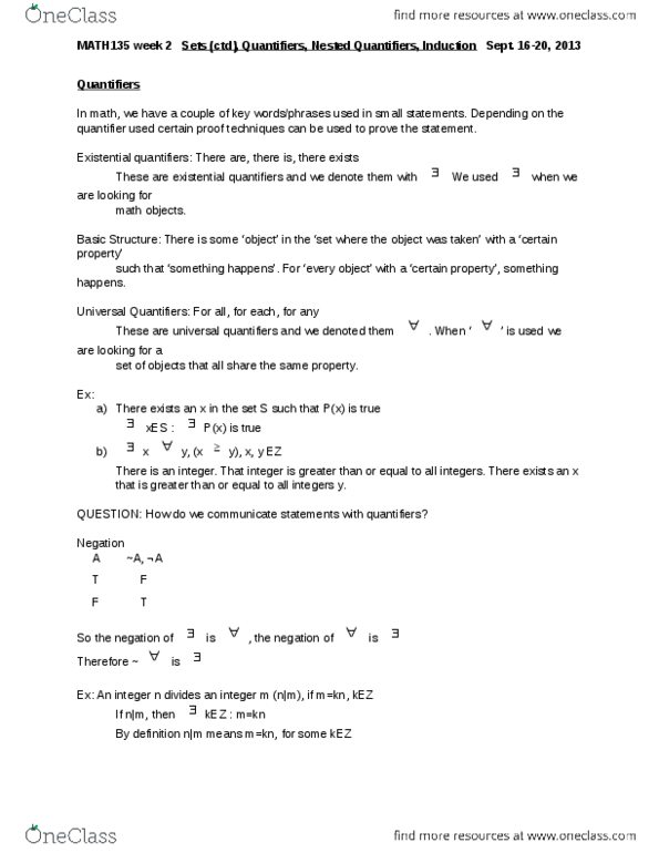 MATH135 Lecture Notes - Mathematical Induction, Irrational Number, Contraposition thumbnail