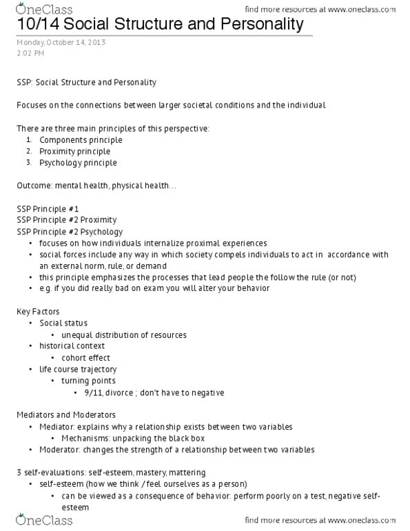 SOCY 230 Lecture Notes - Social Forces thumbnail