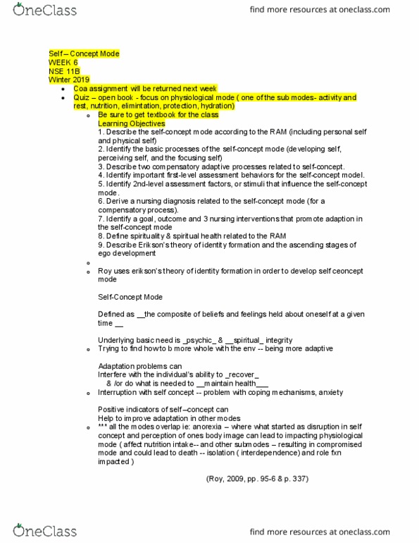 NSE 11A/B Lecture Notes - Lecture 18: Nursing Diagnosis, High School High, Johari Window thumbnail