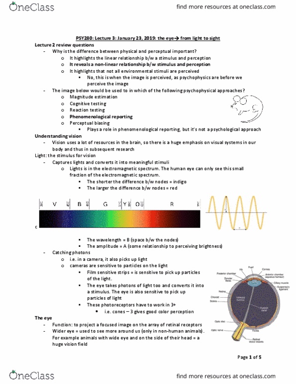 PSY280H5 Lecture Notes - Lecture 3: Spherical Aberration, Intraocular Pressure, Electromagnetic Spectrum thumbnail