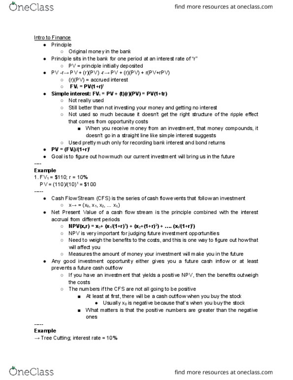 ECON 4 Lecture Notes - Lecture 13: Net Present Value, Cash Flow, Interest thumbnail