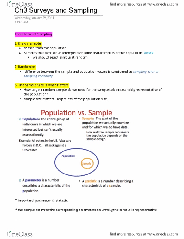 BMGT 230 Chapter Notes - Chapter 3: Sampling Frame, Statistical Parameter, Multistage Sampling thumbnail