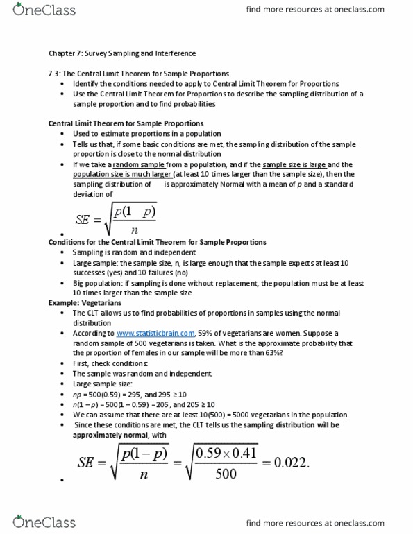 MATH 10041 Lecture Notes - Lecture 20: Central Limit Theorem, Sampling Distribution, Standard Deviation thumbnail
