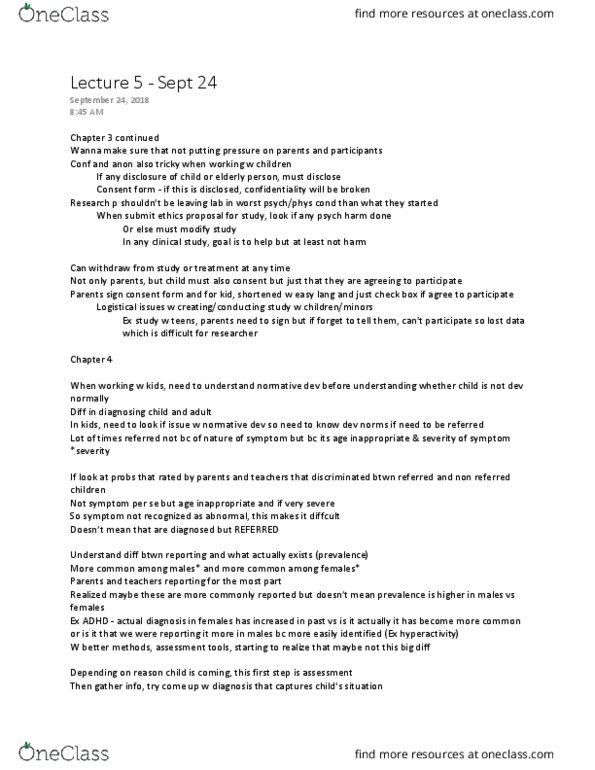 PSYC 435 Lecture Notes - Lecture 5: Attention Deficit Hyperactivity Disorder, Systematic Desensitization, Health Promotion thumbnail