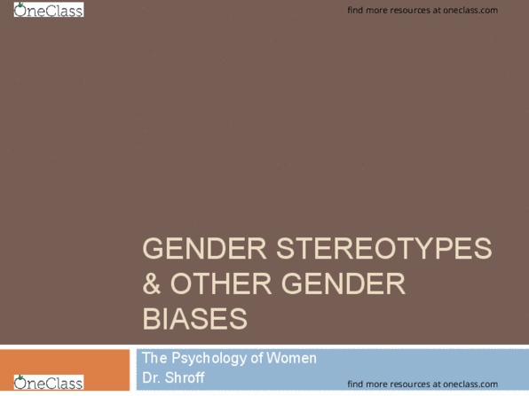 PSYC 3280 Lecture Notes - Lecture 2: Gender Role, Roman Mythology, Androgyny thumbnail