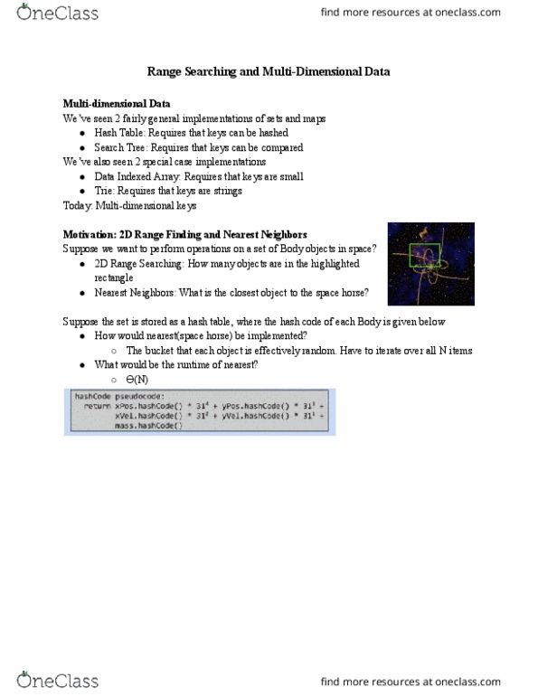COMPSCI 61B Lecture Notes - Lecture 21: Hash Table, Trie, Dissociation Constant thumbnail