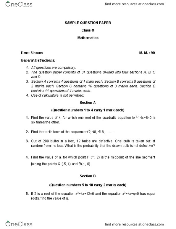MATH 245 Lecture Notes - Lecture 3: Quadratic Equation, Square Root, Prq thumbnail