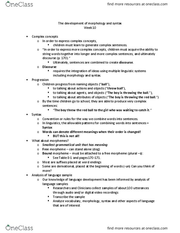 SPA 4004 Lecture Notes - Lecture 9: Bound And Unbound Morphemes, Action Action, Emergentism thumbnail