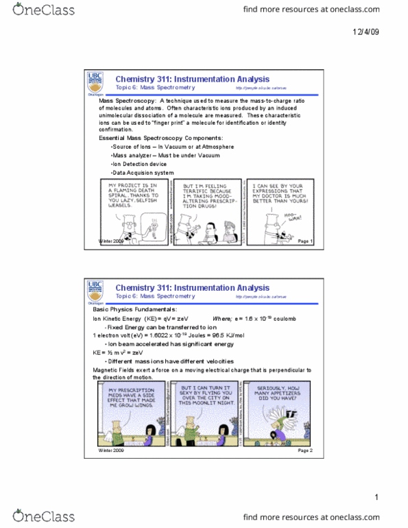 CHEM 311 Lecture Notes - Reflectron, Krahn People, Electric Field thumbnail