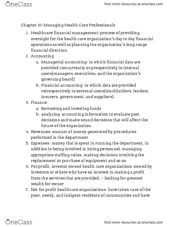 AHS 340 Lecture Notes - Lecture 10: Financial Accounting, Corporate Finance, Cash Flow thumbnail