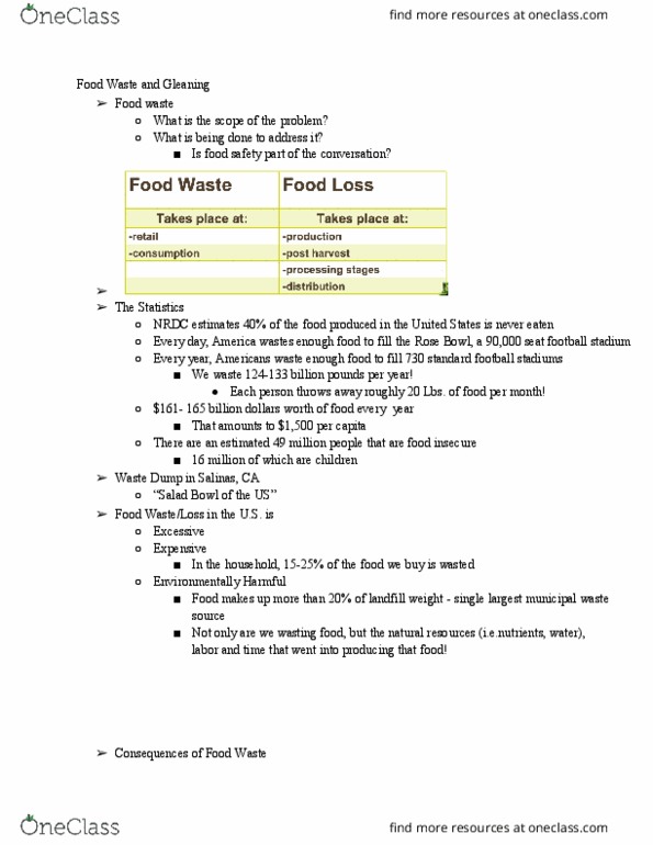 ANFS102 Lecture Notes - Lecture 8: Bread Crumbs, Food Waste, Municipal Solid Waste thumbnail