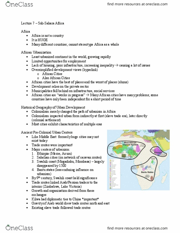 Geography 2060A/B Lecture Notes - Lecture 7: Swahili Coast, Wield, Planned Community thumbnail