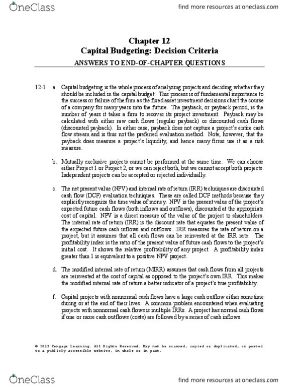 HIST 1402 Lecture Notes - Lecture 16: Discounted Cash Flow, Cash Flow, Capital Budgeting thumbnail