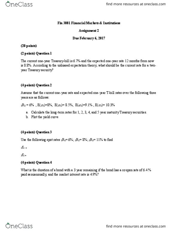HIST 1402 Lecture Notes - Lecture 12: United States Treasury Security, Yield Curve thumbnail