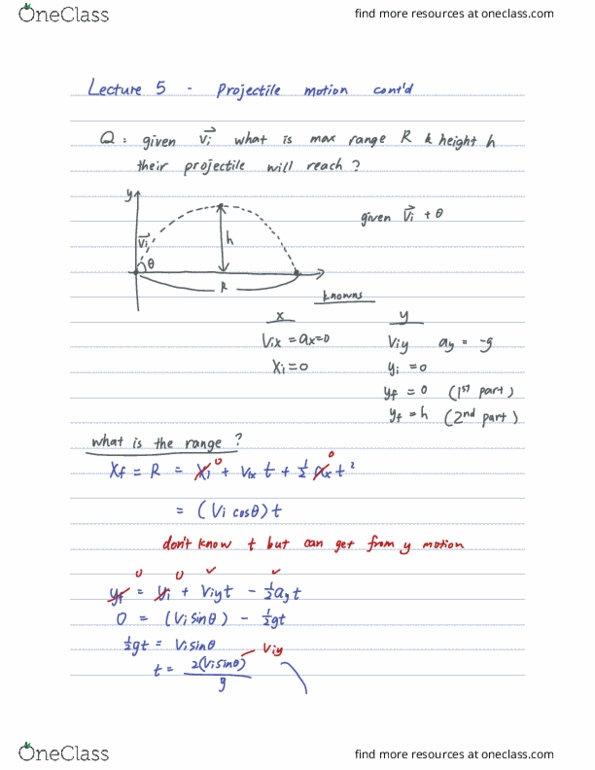 PHYSICS 1200 Lecture 5: projectile motion cont'd cover image