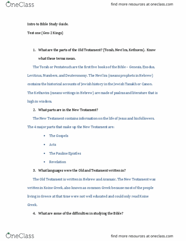 PSY 3010 Lecture Notes - Lecture 5: Pauline Epistles, Ketuvim, Torah thumbnail