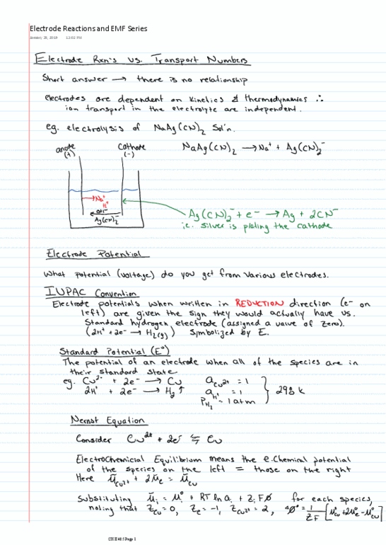 CH E485 Lecture 10: 10- Electrode Reactions and EMF Series thumbnail