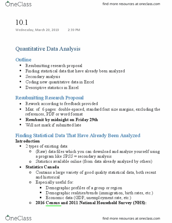 SOC221 Lecture Notes - Lecture 16: Descriptive Statistics, Stata, Univariate thumbnail