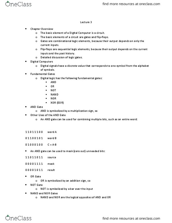 CSC 3100 Lecture Notes - Lecture 3: And Gate, Multiplication Sign, Sequential Logic thumbnail