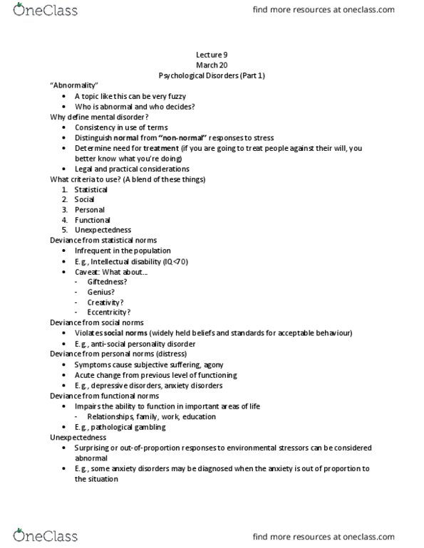 PSYC 1030H Lecture Notes - Lecture 9: Antisocial Personality Disorder, Problem Gambling, Intellectual Disability thumbnail