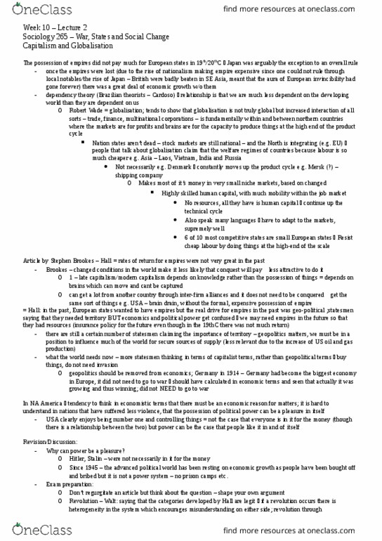 SOCI 265 Lecture Notes - Lecture 2: Product Lifecycle, Newly Industrialized Country, Irredentism thumbnail