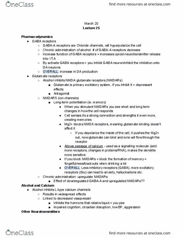 PSYC 207 Lecture Notes - Lecture 25: Vasopressin, Depressant, Disinhibition thumbnail