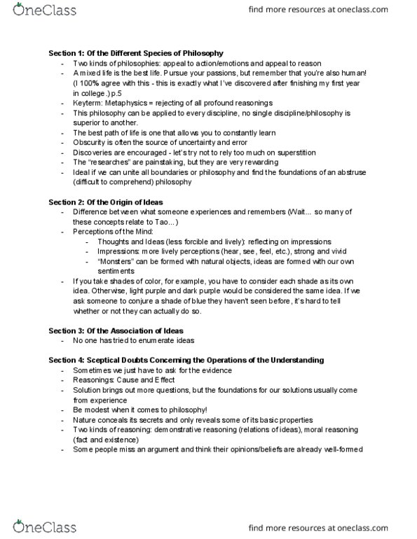 SOC SCI H1G Chapter Notes - Chapter Hume 1-5, 7, 9: Contiguity thumbnail