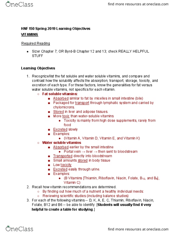 HNF 150 Lecture Notes - Lecture 18: Rickets, Macrocytic Anemia, Dementia thumbnail