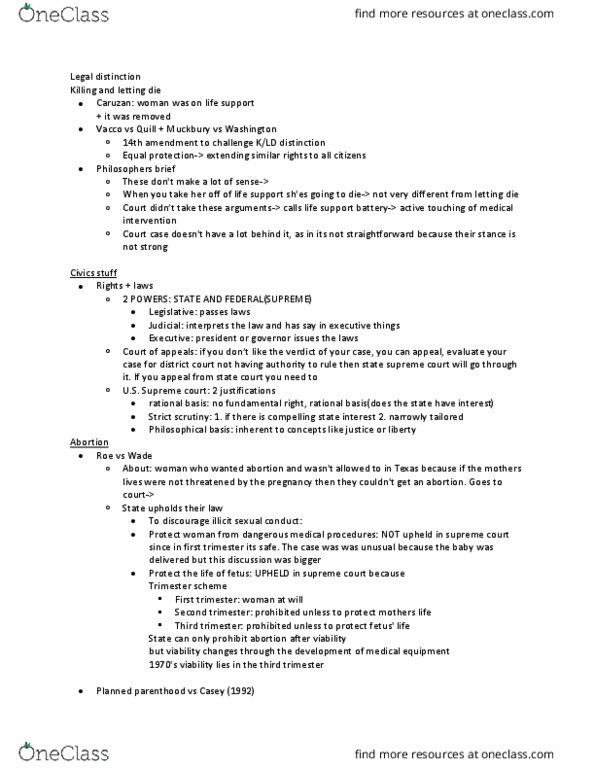 CAS PH 251 Lecture Notes - Lecture 12: Rational Basis Review, Fetus, Fourteenth Amendment To The United States Constitution thumbnail