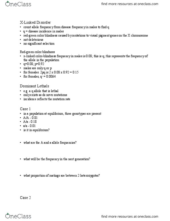 BGEN 3020 Lecture Notes - Lecture 35: Allele Frequency, Mutation Rate, Glycosaminoglycan thumbnail