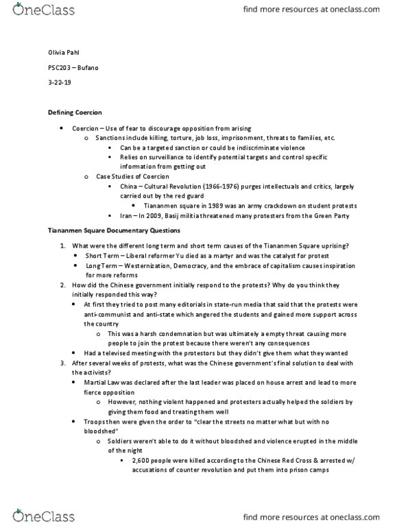 PSC 203 Lecture Notes - Lecture 24: Basij, Westernization, Kleptocracy thumbnail