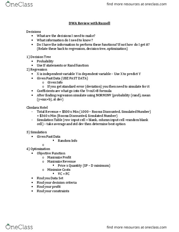 Business Administration 3316K Lecture Notes - Dependent And Independent Variables thumbnail