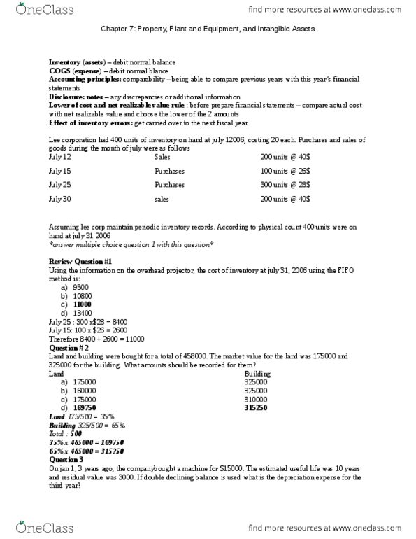 MGT120H5 Lecture Notes - Book Value, Capital Expenditure, Sept thumbnail