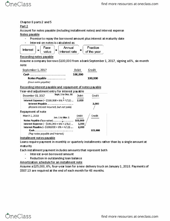 MGMT 20000 Lecture Notes - Lecture 20: Contingent Liability, Promissory Note, Amortization Schedule thumbnail