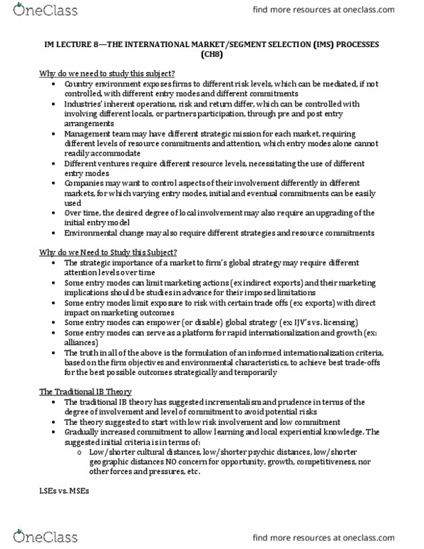 MRKT 483 Lecture Notes - Lecture 8: Incrementalism, Niche Market, Weighted Arithmetic Mean thumbnail