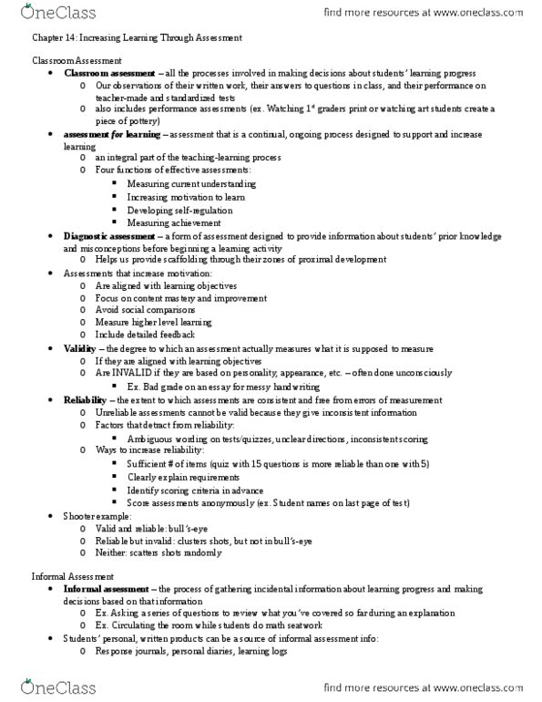 EDPSY 014 Chapter Notes - Chapter 14: Summative Assessment, Test Anxiety, Intel 8089 thumbnail