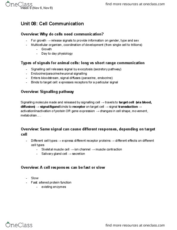 BIOL130 Lecture Notes - Lecture 9: Secretion, Salivary Gland, Signal Transduction thumbnail