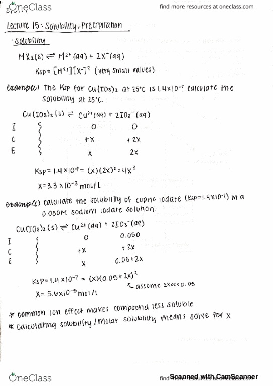 CHE 2B Lecture 15: Solubility Ksp, Precipitation cover image