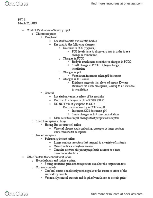 BMS 301 Lecture Notes - Lecture 19: Lung Volumes, Catecholamine, Carotid Body thumbnail